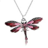 Kristall Strass Libelle Halskette Antik Silber Emaille Anhänger Kette Tier Modell Modeschmuck für Frauen Geschenk