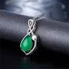 Yhamni Luksusowy Original 925 Sterling Silver Pure Natural Green Gem Malay Jadee Naszyjnik Kobiety Moda Biżuteria D313