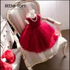 Elegancka Dziewczyna Sukienki Letnie 2016 Czerwone Szyfonowe Dziewczyny Wedding Party Urodzinowa Dress Dziewczyna Chrzest Vestidos Z Big Bow 6M-12Y