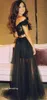 2019 Black Two Piece Prom Dress Off Shoulder Lace Sweep Train Long Special Occasion Dress Evening Party Gown Plus Size vestidos de festa