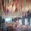 New Arrival Elegant Artificial Hydangea Silk Flower Vine Home Wall Hanging Wisteria Garland 14 colors Available For Wedding Xmas Decoration