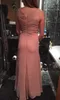 2017 Nowe prawdziwe zdjęcia Dusty Pink Druhna Suknie do eleganckiego ślubu V Neck Ruffle Design Woman Formal Prom Suknie
