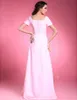 Custom Made Long Chiffon Mother of the Bride Dresses Short Sleeve Beading Rhinestone Scoop Neckline Floor Length