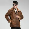 Wholesale- Uwback Suede Leather Jacket With Fur Men Pilot Leather Jackets Men Winter Warm Thick Pilots Coats Mens Loose Windbreaker CAA313