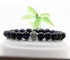 10 pièces/lot offre spéciale exquis Micro pavé noir Cz boule bijoux 8mm A Grade violet oeil de tigre pierre perles Bracelet