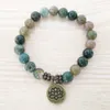 SN1110 New Design Men`s Bracelet India Agate Ohm Lotus Buddha Charm Bracelet Mala Yoga Jewelry Wholesale Gift for Him