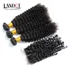 Indian Curly Virgin Hair Weaves With Closure 4pcs / Lot Obehandlat Indian Kinky Curly Human Hair 3 Bundles With Lace Closure Free / Middle Part