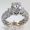 Victoria Wieck Três pedra Vintage Jóias 10kt ouro branco Topaz Simulado Anéis de Casamento Engagemet de Diamante para As Mulheres GIFT Tamanho 5-11