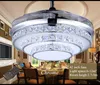 Ventilatori da soffitto a luce di cristallo invisibile all'ingrosso con moderno lampadario a LED circolare con telecomando per interni