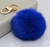 Fashion Real Rabbit Fur Ball Keychain 8cm Lovely Gold Metal Key Chains Ball Pom Poms Plush Keychains Car Keyring Bag Rings