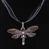 Vintage Dragonfly Crystal Hanger Ketting Lace String Ketting Vrouwen Verklaring Kettingen 6 Kleuren Brons Retro Sieraden