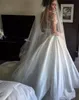 Seksowne Illusion Aplikacje Koronki Syrenki Suknie Ślubne Z Długim Rękawem Scoop Odpinany pociąg Bride Dress Custom Vestido de Neive