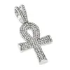 Nieuwe Trendy Crystal Rhinestone Egyptische Ankh Sleutel Hanger Ketting 18K Vergulde Doos Ketting Lange Kettingen voor Mannen / Dames Party Sieraden