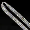 5 jardas 9mm Diamante Strass Cristal AB 3 Linhas de Guarnição De Prata Tone Bolo Banding Decoração / Vestuário beading Accesorry