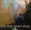 new New large flower and feather tall centerpiece with hangging Crystalfor wholesale