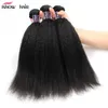 Ishow 8A Brazilian Virgin Hair Bundles Weft Kinky Yaki Straight 3 pcs Human Extension for Women All Ages Jet Black 8-28 inch
