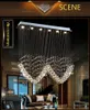 Goutte de pluie LED K9 lustres en cristal allumant la lampe de plafond en forme de coeur pour les luminaires de dîner vivants L1000 * W200 * H1000MM