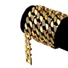 128g Tung 24K Solid Guldpläterad Miami Kubansk Länkkedja Extra-Grov Övergripande Glänsande Diamante Halsband Hip Hop Fine Smycken Hipster Män Kedjor