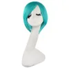 WoodFestival Party Anime Cosplay Wig Synthetic Hair Long Green Wigs With Bangs Straight Female 2 Clip On Double Ponytail