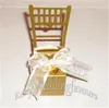 DHL LIVRAISON GRATUITE 300 PCS Qualité Miniature Chaise Boîtes De Faveur avec Coeur Charme Ruban Papier Carte Parti Bonbons Paquet Fournitures