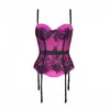 Lingerie Like Overbust Corsetto Busiter con coppe con ferretto Dettaglio e sovrapposizioni di pizzo a contrasto Corsetto sexy per San Valentino da donna