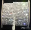 Biżuteria ślubna 2-Row SS16 Clear Crystal Rhinestone Wykończenia Zamknij Łańcuch Srebrny 10 Stoczni