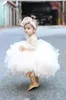 Infant Lovely Baby Toddler Baptism Clothes Flower Girl with Long Sleeves Lace Tutu Ball Gowns Party Dresses