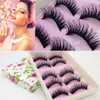 Hurtownie 5 pary Kobiety Lady Natural Eye Lashes Makeup Handmade Grube Fake Cross False Eyelashes Tools