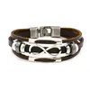 Genuine Leather Infinity charm Bracelet Wrap Bracelets Wristband Bangle Cuffs for Women Men Fashion Jewelry Christmas Gift