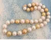 Belle perle gioielli enorme12-14mm south sea round multicolor pearl necklace 18inch 14k