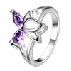 Brand new mixed style fashion purple gemstone 925 silver plate ring EMGR25,Lotus planet plated sterling silver ring 10 pieces a lot
