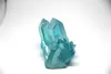 Vacker ljusblå aura kvarts kristall titan Bismut kiselkluster regnbågar naturliga stenar och mineraler346f