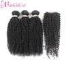 Virgin Brazilian Curly Hair With Closure Brazilian Human Hair Bundles With Closure 3Pcs Brazilian Virgin Hair Weave Bundles With C4607960