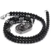 Charmant bon bijoux motard en acier inoxydable 316L grande étiquette de chien tête de Lion collier pendentif boule noire chaîne 28 ''