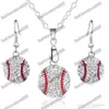 Crystal Baseball Pendant Earrings Necklace Jewelry Sets Fashion Sports Jewelry Best Friend Gift For Team Club Base Ball Lovers