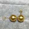 Hermosos aretes de collar de perlas de oro de los mares del sur naturales de 10-11 mm, oro de 14 k