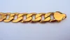 24K GF Stamp Yellow real Gold 9" 12mm Mens Bracelet Curb Chain Link Jewelry 100% real gold, not the real Gold not money.