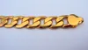 24K GF Stamp Yellow Gold Real 9" 12mm Mens Bracelet Curb Chain Link Jewelry 100% real gold, not the real Gold not money.