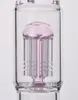 Pink Solid base glass hookah bong with arm tree perc honeycomb water pipe with 18 mm joint