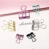 50 st Novelty Solid Färg Hollow Out Metal Binder Clips Notes Letter Pappersklämma i stor storlek 95 * 50mm