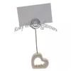 Gratis verzending, 4pcs / lot! Hart met Pearl Place Card Holder Gunsten inbegrepen Papierkaart, Place Card Holder Gunsten