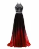 Sexy Halter Backless A-Line Crystal Prom Dresses Z Cekiną Szyfonową Plus Size Evention Formal Party Suknia BP10