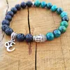 SN1097 Herren Perlen Tierracast Buddha Yoga Armband Ohm Charm Armband Schwarz Lava und Türkis Armband Kostenloser Versand