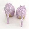 Chaussures de mariée lavande chaussures à plateforme à talons hauts avec dentelle fleur strass chaussures de mariage printemps femmes pompes pour événement de bal