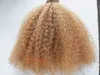 Moğol kinky kıvırcık saç atkısı klipsinde saç uzatmalarında işlenmemiş kıvırcık sarışın 27 renkli insan uzantıları boyanabilir1647771