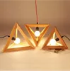 minimalist Triangle led hanging light wooden led pendant lighting fixture E27 lamp holder for restaurant bar decoration