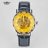 Relogio Masculino Winnaar Royal Diamond Design Black Gold Watch Montre Homme Dames Horloges Merk Luxe Skelet Mechanisch Horloge