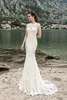 Vestido de Noiva Keyhole Back Lace Mermaid Bröllopsklänningar Bead Sexig Bröllopsklänningar Billiga Brudklänningar Robe de Mariage