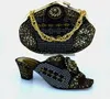 Sapatos de vestido africano elegante jogo de bolsa de fósforo com bowtie e rhinestone decoração senhoras bombas para festa mm1011 amarelo, calcanhar 6 cm