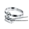 316L Rostfritt stålälskare Hjärtlås Diamant Bangles Key Pendant Halsband Par Smycken Set Lover Valentinsdag Bröllopsfödelsedaggåva